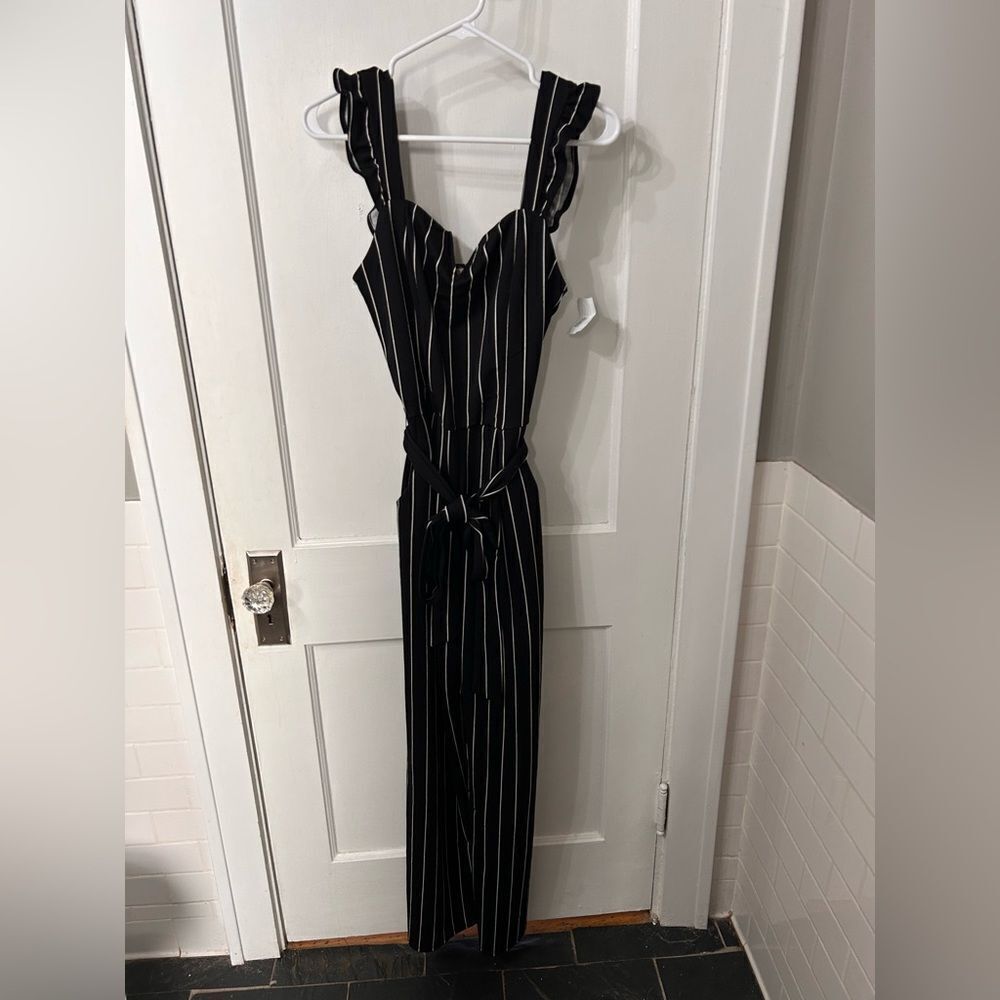 dry goods Black and White Pinstripe Jumpsuit